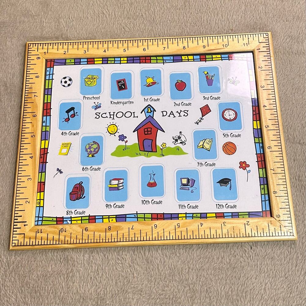 School Days Photo Frame K-12 Keepsake Wooden Ruler Frame Graduation Gift - Picture 2 of 6